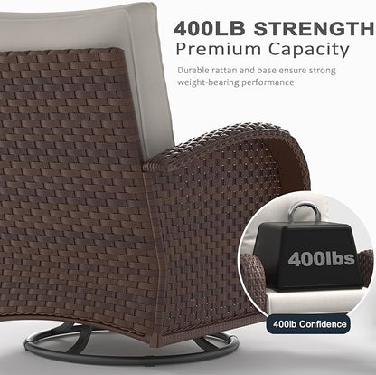 LayinSun 9 Pieces Outdoor Patio Furniture Set, Rattan Wicker Sectional Swivel Rocker Chairs Sets
