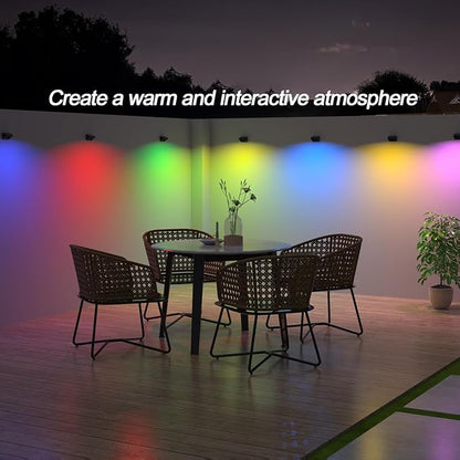 Solar Fence Lights Outdoor,Fence Solar Lights Outdoor Waterproof Led IP65 with10 Fixed Colors ＆ RGB Color Changing for Wall Backyard Step Railing Patio Pool Porchaily&Holiday Decorations (4)