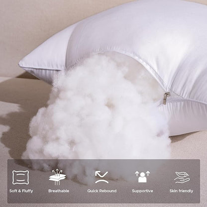 12 x 20 Outdoor Pillow Inserts Set of 2 Waterproof Rectangular Lumbar Support White Decorative Throw Pillow Inserts for Couch Sofa Beds Patio Furniture Cushions