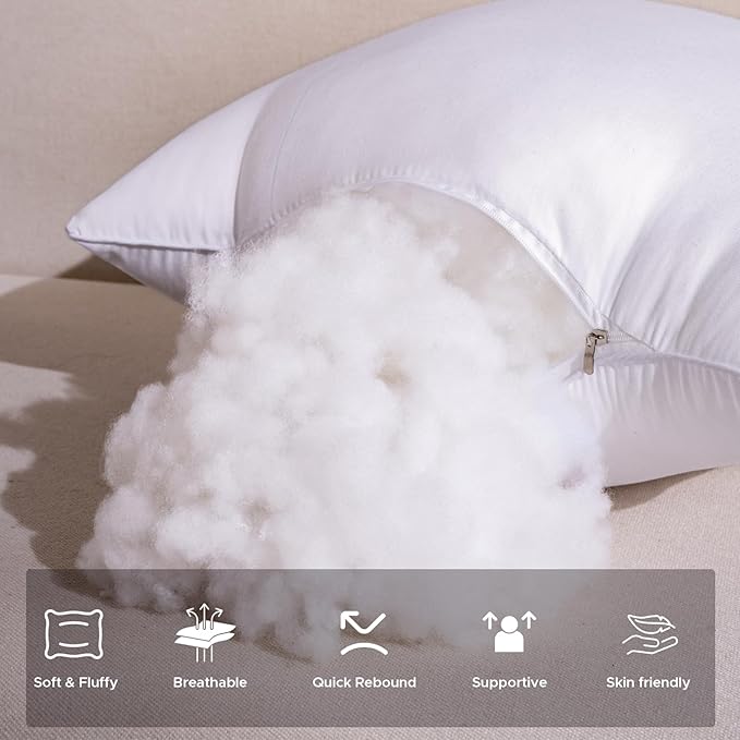 22 x 22 Outdoor Pillow Inserts Set of 2 Waterproof Square Support White Decorative Throw Pillow Inserts for Couch Sofa Beds Large Patio Furniture Cushions