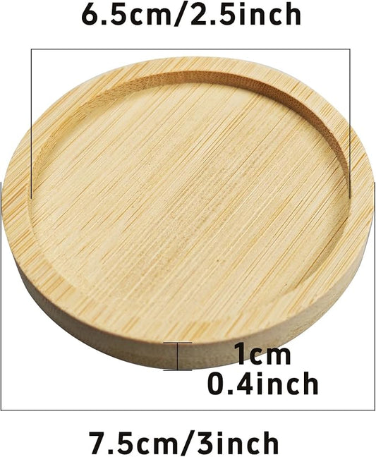 6Pcs 2.5” Bamboo Plant Saucer, Round Pot Tray for Indoor Planters, Succulent Holder Drainage Tray, Versatile Coaster Set for Home Office Decor