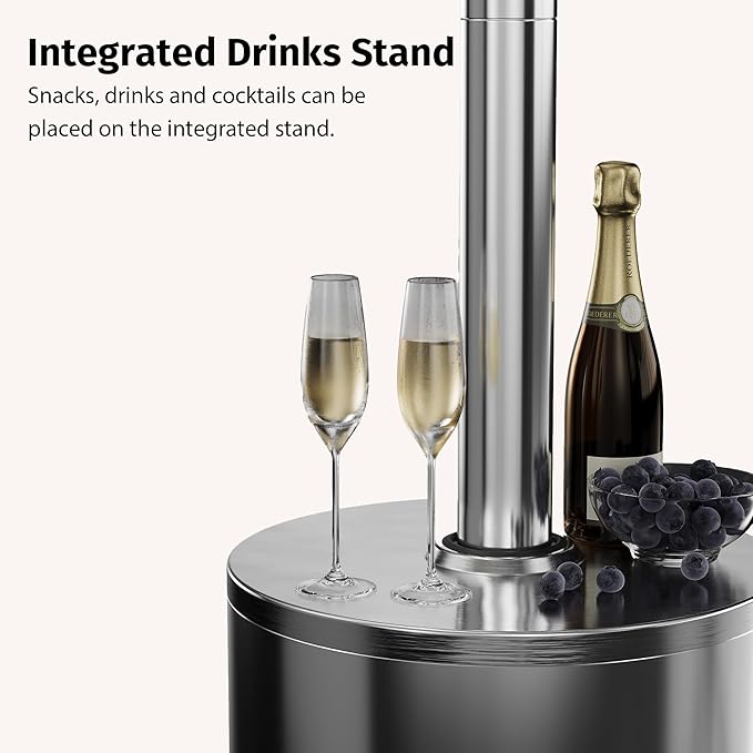 EAST OAK Anti-rust 50,000 BTU Patio Heater for Outdoor Use With Double-Layer Stainless Steel Burner, Round Table Design and Wheels, Outdoor Patio Heater for Home and Commercial, Stainless Steel