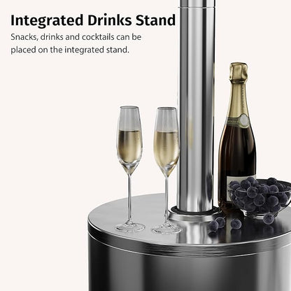 EAST OAK Anti-rust 50,000 BTU Patio Heater for Outdoor Use With Double-Layer Stainless Steel Burner, Round Table Design and Wheels, Outdoor Patio Heater for Home and Commercial, Stainless Steel