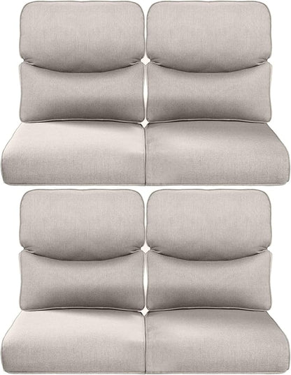 Pop 22x25/22x24 Outdoor Chair Cushions Set of 4 - Heavy Duty High Back Replacement Zippered Cushion for Patio Furniture Set Dining Rocking Chairs Loveseat L-Shape Sofa - Beige/Smile