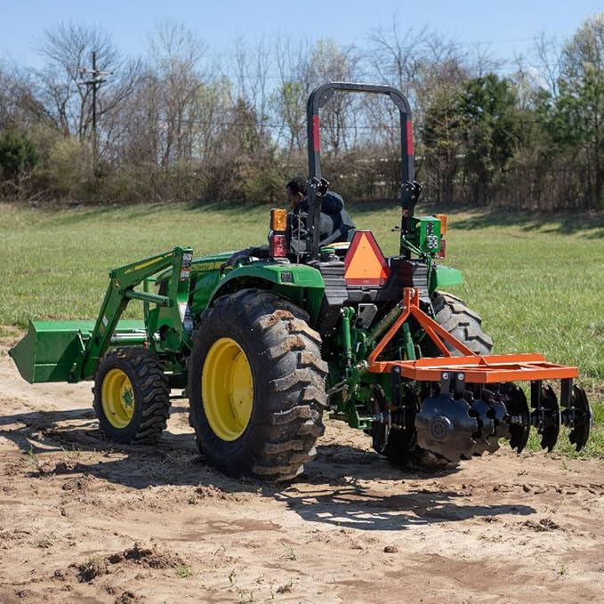 Titan Attachments 3 Point 4ft Notched Disc Harrow Plow Attachment for Cat 1 Tractors, Concave Discs for Tilling, Loosening and Lifting Soil