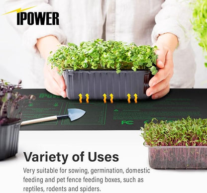 iPower 2 Pack 48" x 20.75" Seeding Heat Mat with Thermostat Temperature Adjustable Knob Durable Warm Hydroponic Plant Germination Starting Pad, Black
