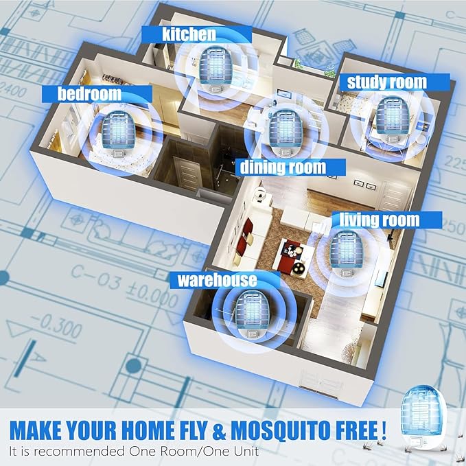 6 Pack Bug Zapper Indoor, Electronic Mosquitoes Killer Zapper with Blue Lights for Living Room, Baby Room, Kitchen, Bedroom(4)