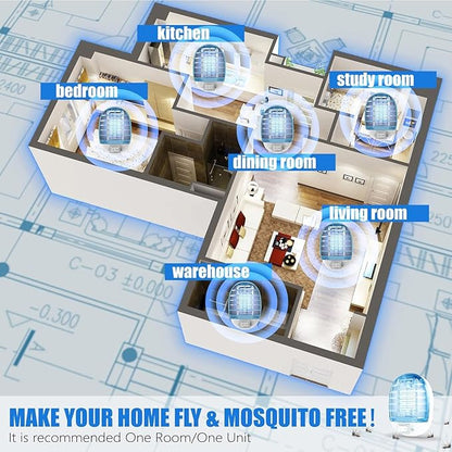 6 Pack Bug Zapper Indoor, Electronic Mosquitoes Killer Zapper with Blue Lights for Living Room, Baby Room, Kitchen, Bedroom(4)