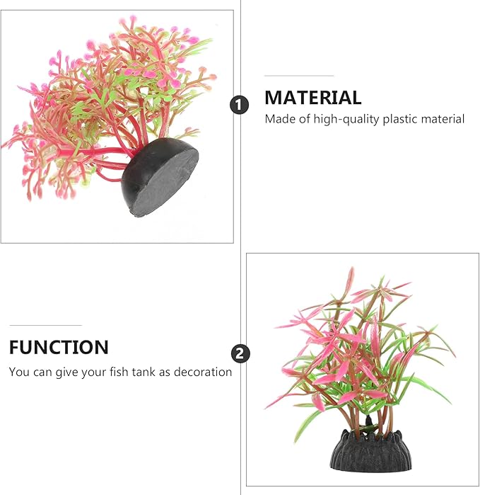 20pcs Fish Tank Decorations Set Aquarium Plants, Colorful Artificial Decor - Mini Plastic Water Plants Grass Accessories for Betta Goldfish Turtle, Random Color