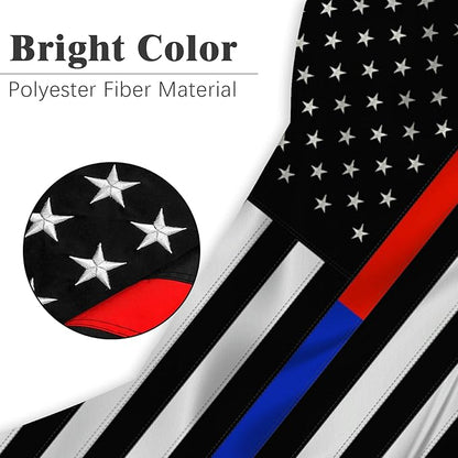 Embroidered Thin Blue and Red Line Flag 3x5 Outdoor Police Firefighter Flag Polyester Fiber Bright Color with Durable Canvas Header and 2 Non Fading Brass Grommets