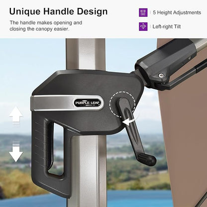 PURPLE LEAF 10' X 10' Left-right Tilting Patio Umbrella Outdoor Swivel Cantilever Umbrella Aluminum Offset Umbrella with Champagne Frame and 360-degree Rotation for Garden Deck Pool, Taupe