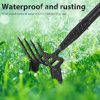 Upgraded Hula Hoe and Garden Hoe, Stirrup Hoe with Adjustable Handle for Weeding Digger loosening Soil Metal Garden Cultivator Hula Hoe with Rake Tiller Cultivator (30-62 Inch)