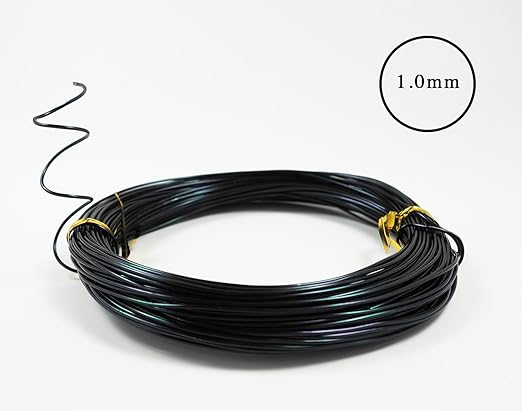 Anodized Aluminum Bonsai Training Wire 5-Size Starter Set with Canvas Bag - 1.0mm, 1.5mm, 2.0mm, 2.5mm, 3.0mm (147 feet total) - Choose Your Color (5 Sizes, Black)