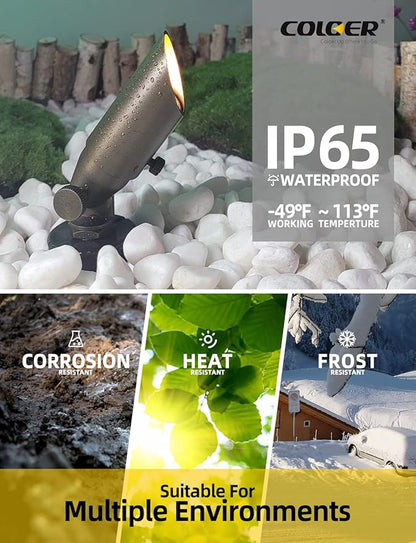 COLOER Mini Size Die-cast Brass Landscape SpotLights Outdoor, 12Volt AC/DC Low Voltage Landscape Lights Fixture,IP65 Waterproof Trees Directional Spot Up Light(104B, Bronze, 10-Pack with Bulb)