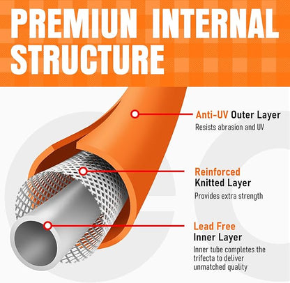 Garden Hose 10 ft x 5/8", NON-EXPANDING Flexible Water Hose, Kink Resistant Lightweight Hybrid Hose, Leakproof Yard Hose with Male to Female Fittings