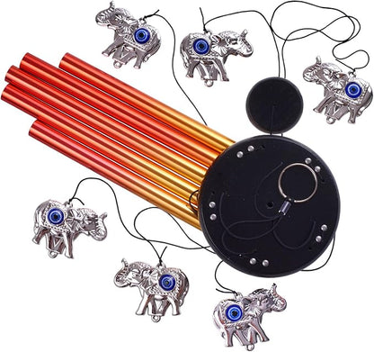 Blue Evil Eye Elephant Wind Chimes Outdoor Decor, Mobile Evil Eye Wind Catcher, Evil Eye Elephant Wind Bells, Blue Evil Eye Amulet Wind Chimes for Home, Gift for Mom, Balcony, Patio, Garden Decoration