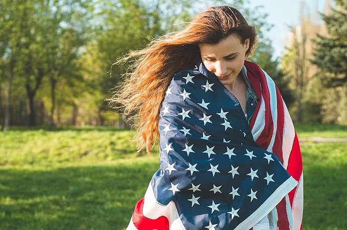 American Flag 8x12 ft: Long Lasting US Flag, Heavy Duty Nylon, Embroidered Stars, Sewn Stripes, Brass Grommets, UV Protection Perfect for Outdoors! USA Flag