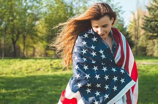 American Flag 8x12 ft: Long Lasting US Flag, Heavy Duty Nylon, Embroidered Stars, Sewn Stripes, Brass Grommets, UV Protection Perfect for Outdoors! USA Flag
