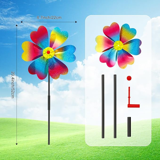 4PCS Wind Spinners for Yard and Garden, Sparkly Lawn Yard Decorations Pinwheels Colorful Whirligigs Windmill for Christmas Outdoor Decor (Sparkly)