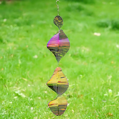 Wind Spinners Outdoor, 3D Helix Whirl, Gradient Multicolor, 24 inches Stainless Steel Metal, Hanging Wind Spinners, Garden, Yard Décor, Outside, Gifts for Women Mom Wife