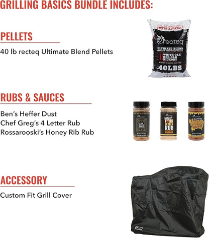 recteq Pellet Grill RT-B380X Bullseye Deluxe + Grilling Basics Bundle, WiFi Enabled Electric Pellet Smoker Grill, Wood Pellets, BBQ Outdoor, Smoke, Sear, and More