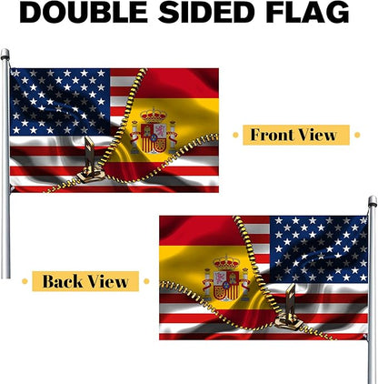 Vintage American America Usa Spanish Spain Flags For Outside Yard 3x5 Ft Double Sided Printed 100d Polyester Lightweight Garden Welcome Outdoor Banner Brass Grommets