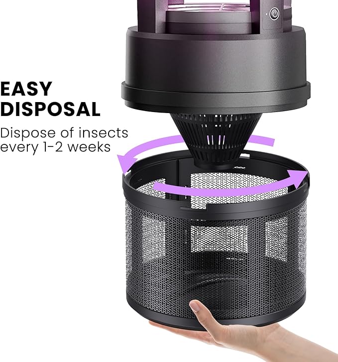 Mosquito Trap Outdoor, Flying Insect Bug Trap with Lighting, Sleep and Timer Functions, Gnat Flies Moths Wasps Beetles Catcher, Indoor Bug Mosquito Zapper Alternative, Black