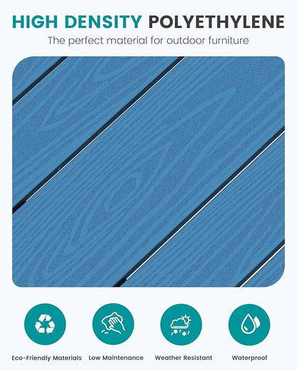 SERWALL Outdoor Bar Table and Chairs Set, Adirondack Bar Chairs Set of 2 and Bar Height Table, All Weather HDPE Outdoor Patio Bar Set, Outdoor Furniture for Outside, Poolside, Backyard, Garden, Blue
