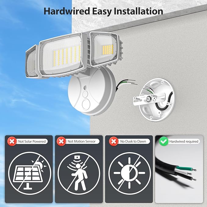 Olafus 80W Flood Lights Outdoor, Switch Controlled 8000LM LED Security Lights, IP65 Waterproof Outside Floodlights, 6500K Exterior Flood Light Fixture Wired for House Yard Porch Eave White