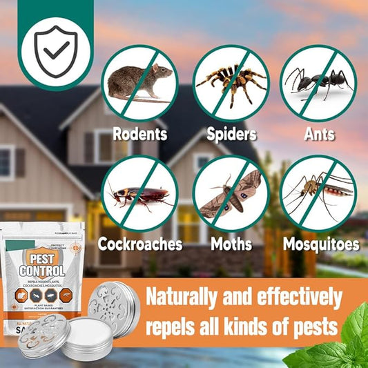 Pest Repellent for Car, Rodent Repellent Indoor & Outdoor, Natural Mint Mouse/Rat Repellent, Keep Mice, Spiders, Ants and Cockroaches Away, Peppermint Oil Pest Deterrent - 2P
