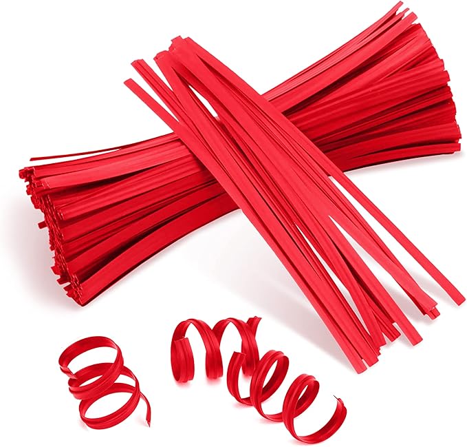 APQ Red Metallic Twist Ties for Bags, 8 inches. 2000 Pack Plastic-Coated Bread Twist Ties for Treat Bags. Reusable Bread Ties. Light Metallic Twist Tie. Heavy-Duty Twisty Ties for Bags