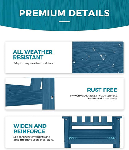 Ciokea HDPE Outdoor Dining Set 5-Piece Patio Table and Chairs with Umbrella Hole, All-Weather Patio Dining Set for 4, Durable Patio Furniture Set for Backyard, Garden, Lawn & Poolside, Navy Blue