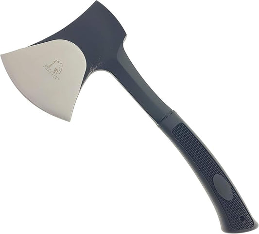 K-Musculo Otakumod 11" Tactical Ranger Axe. Hatchet. Stainless Steel Blade with Hard Cover. for Outdoor Camping - Hiking to Cut Branches, Make Fire. EDC Tasks (Black-Fire Starter)