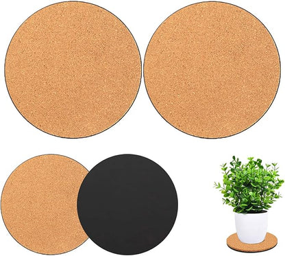 2 Pieces Cork Plant Coasters, 12 Inch Cork Plant Mats, Cork Coaster for Planters, Large Plant Coasters for House Plants Indoors (Nude & Black)