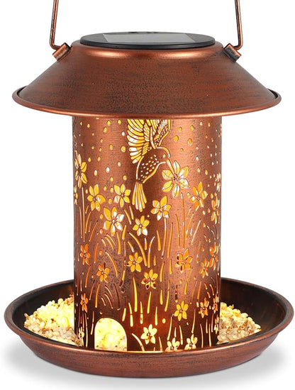 Bird Feeders for Outdoors Hummingbird Solar Lanterns Outdoor Waterproof Hanging Garden Decor Birthdays for Women Mom Metal Solar Decoration Outside for Yard, Patio, Lawn