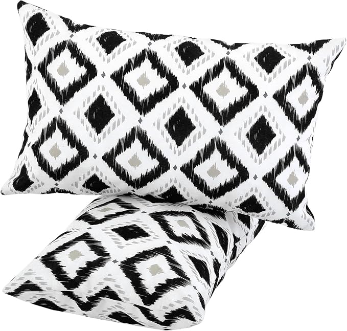 idee-home Outdoor Pillows with Inserts Included, Patio Outside Lumbar Pillows Waterproof Set of 2, 12 x 20 inch