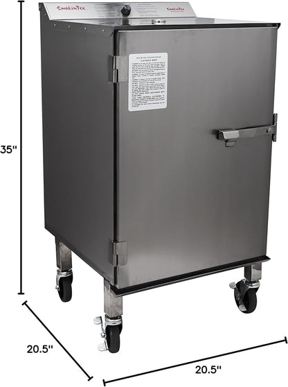 SmokinTex 'The Pitmaster' Series High-Capacity Electric Smoker – 700W Stainless Steel Meat Smoker, Temperature Control for Meat, Seafood, Vegetables, BBQ – Portable with Locking Wheels