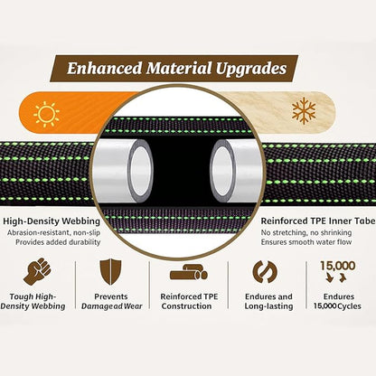 30FT Lightweight Garden Hose,Flexible Water Hose with Solid Brass Head,Kink-Free,Collapsible Hose,High Pressure Flat Water Hose for RV,Boat,Car Wash,Garden,Yard,Camper (GreenBlack, 30FT+Nozzle)