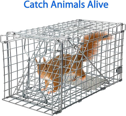 Gingbau Foldable Squirrel Trap Heavy Duty Humane Live Animal Cage Trap - 17.3” x 7.4” x 8.2”
