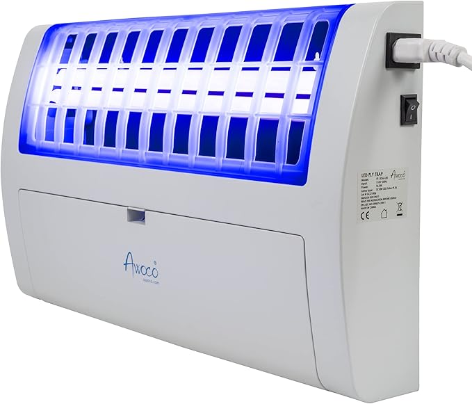 Awoco LED 13W 100V-240V Wall Mount Sticky Fly Trap Lamp for Capturing Flies, Mosquitoes, Moths and Flying Insects (Fly Trap + 6 Glue Boards)