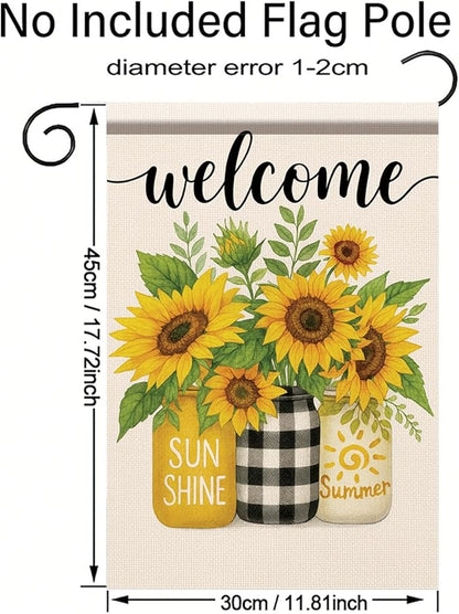 Spring Summer Welcome Garden Flag Sunflower Floral Yard Banner 12x18 Inch Double Sided Outdoor Decoration for Porch Lawn Patio Entryway Rustic Country Farmhouse Seasonal Home