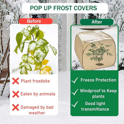 2 Pack Pop Up Plant Freeze Protection Covers, Shrub Frost Covers Outdoor Plant Protectors Frost Cloth Covers for Winter Protecting Fruit Potted and Shrub from Freezing Animals Eating(2 Pack 30x30x30")