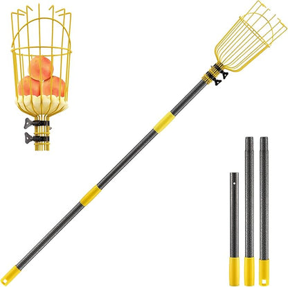 INFLATION Fruit Picker Tool,Apple Picker Pole with Basket,8 FT Adjustable Fruit Picker Pole with Basket Telescoping,Sturdy Basket with Foam Pad for Picking Avocado Acorn Lemon Pear Mango……