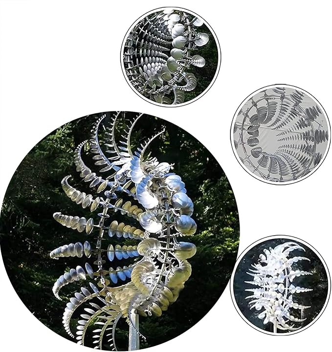 Unique and Magical Metal Windmill, 3D Wind Powered Kinetic Sculpture, Wind Spinner Solar, Wind Spinners for Yard and Garden, Windmill Catchers Outdoor Patio Decoration