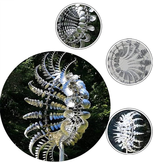 Unique and Magical Metal Windmill, 3D Wind Powered Kinetic Sculpture, Wind Spinner Solar, Wind Spinners for Yard and Garden, Windmill Catchers Outdoor Patio Decoration