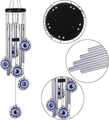 Blue Evil Eye Amulet Wind Chimes Outdoor Hanging Decor, Mobile Evil Eye Blessing Windcatcher, Evil Eye Wind Bells, Blue Evil Eye Wind Chimes for Home, Gift for Mom, Balcony, Patio, Garden Decoration