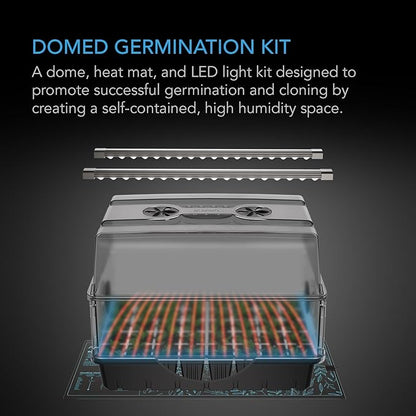 AC Infinity Heavy-Duty Humidity Dome 5x8 Germination Kit with Waterproof Seedling Mat, Full Spectrum LED Grow Light Bars, Samsung LM301H EVO Diodes, Vented Extension Panels, for Seed Starting