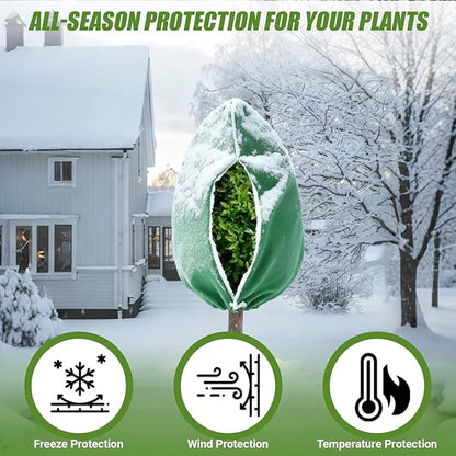 5Pcs Plant Frost Protection Covers 47.2x70.9 Inches – Reusable Breathable Freeze Blankets with Drawstring, Waterproof Non-Woven Fabric Frost Cloth for Winter Plant, Shrub, Tree, and Garden Protection