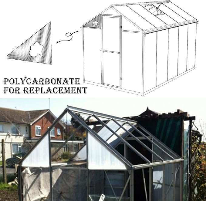 BPS 6Pcs 24"(W) x72(L)×0.16" Polycarbonate Panels, Waterproof UV Protected Reinforced Sheets, Outdoor Garden and Greenhouse Covering, Twin-Wall Clear Sheets