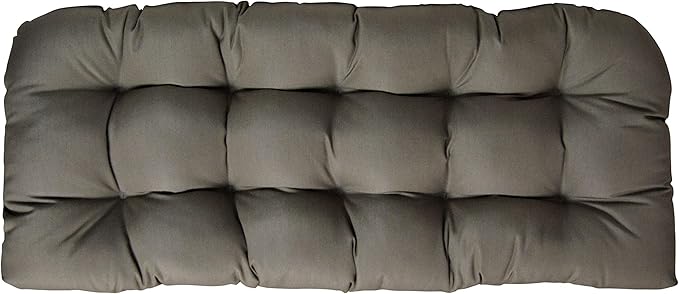 RSH DECOR: Sunbrella Tufted Wicker Loveseat Cushion | 41” x 19" | Water and Fade-Resistant Performance Fabric | Outdoor Settee Cushion for Patio Furniture | Canvas Taupe